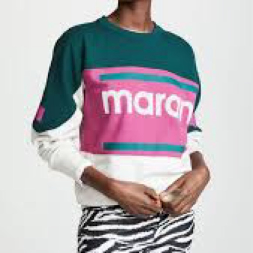 Isabel Marant Etoile Marant Logo Colorblock Sweatshirt Sz 4 S